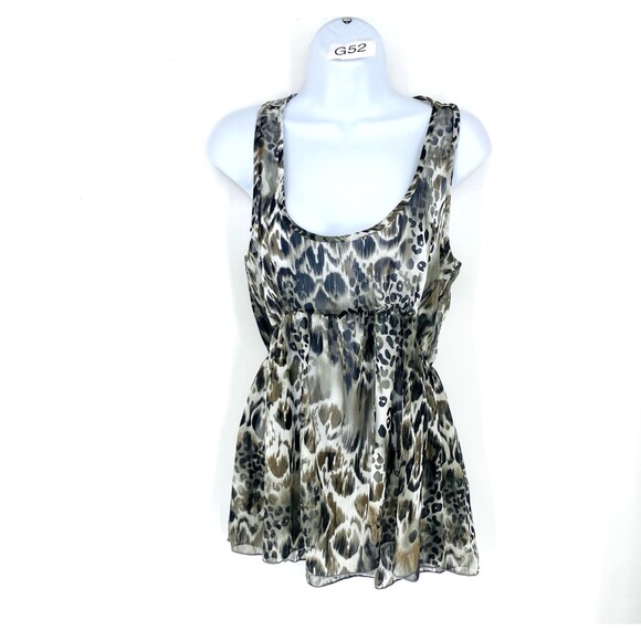 Daytrip Tops - Y2K Buckle Tank Top Sheer Mesh Animal Print Peplum Medium Vintage Edgy Emo